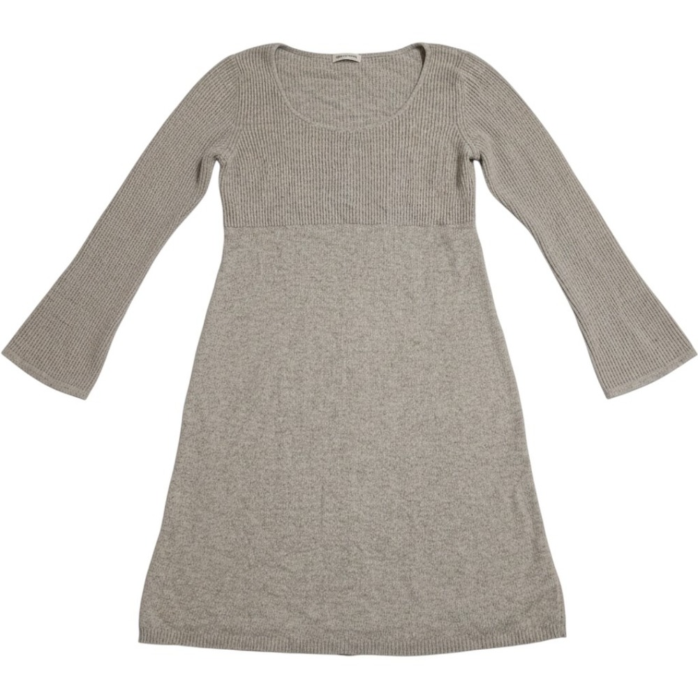 Gap Sweater Dress Womens XL Gray Angora Blend Bell Sleeve Ribbed Empire Waist